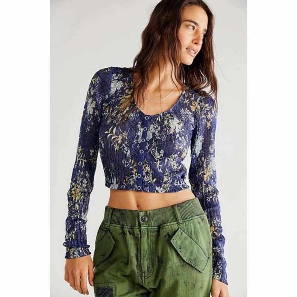 We The Free Angelina Floral Print Crop Top Size Small